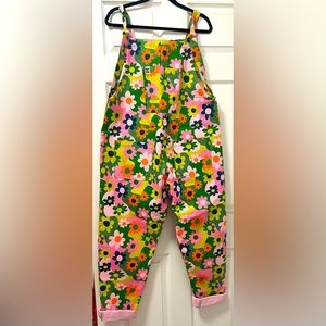 Flowery funky denim dungarees (overalls) from Lucy&Yak